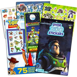 buzz lightyear temporary tattoo set for kids - lightyear party favors bundle with over 140 temporary tattoos for goodie bags plus over 200 buzz lightyear stickers, more | toy story party supplies