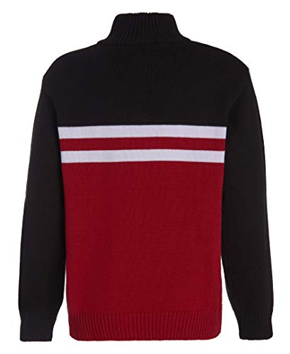 Calvin Klein Boys' Half Zip Pullover Sweater, Ribbed Neckline & Logo Detailing, Red/Black, 14-16 Husky