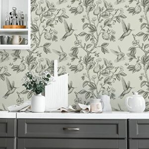 CHIHUT 17.7 inch × 236 inch Green Floral Peel and Stick Wallpaper Birds Self Adhesive Removable Wallpaper Waterproof Lemon Tree Floral Leaf Wall Decals Vinyl Prepasted for Bathroom Nursery Wall Decor