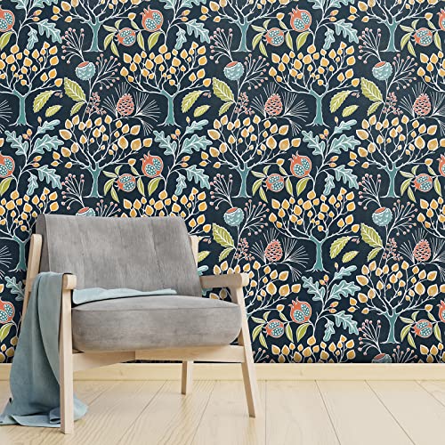 Okydoky Floral Peel and Stick Wallpaper, Colorful Self-Adhesive Wallpaper, Vinyl Waterproof Removable, 17.3" x 393", XC5180-10