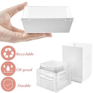 Ocmoiy 50Pk Paper Charcuterie Boxes with Clear Secure Lids, 4" Square Disposable To-Go Dessert Containers White Bakery Boxes for Strawberries, Cookies, Cake Slice, Brownies and Cinnamon Rolls