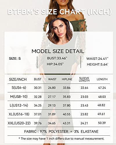 BTFBM Women Elegant Off Shoulder Dresses Sheer Long Sleeve Mesh Ruched Wrap Split Bodycon Maxi Cocktail Wedding Guest Dress(Solid Army Green, Large)