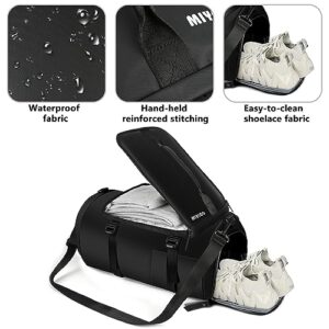 Gym Bag for Men and Women Sports Duffle bag Travel Backpack Weekender Overnight Bag with Shoes Compartment Black - MIYCOO