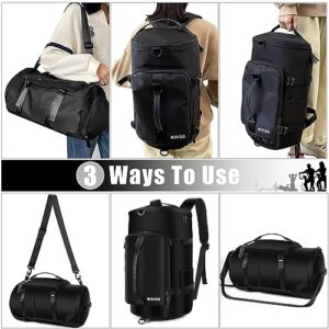 Gym Bag for Men and Women Sports Duffle bag Travel Backpack Weekender Overnight Bag with Shoes Compartment Black - MIYCOO