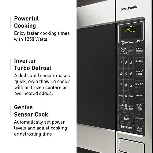 Panasonic NN-T945SF 2.2 cu.ft Inverter Countertop Microwave Oven 1250Watt Power with Genius Sensor Cooking, Stainless Steel