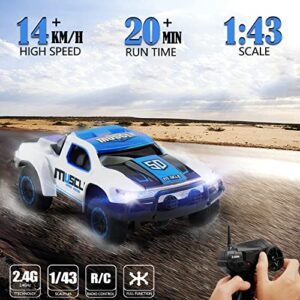 Desdoni Remote Control Car, 2.4Ghz 1/43 Scale Model 4WD 14KM/H Racing Car Toys, RC Car for Kid Boys with Led Lights, Hobby RC Cars Toys Birthday Gifts Boys Girls