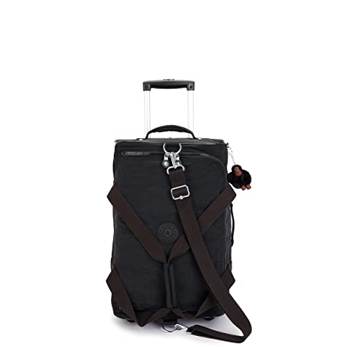 Kipling Women's Teagan US Wheeled Duffle Bag, Lightweight, Multifunctional, Roomy Interior, Nylon Travel Suitcase, Black Tonal, 13.75''L x 21.25''H x 10.75''D