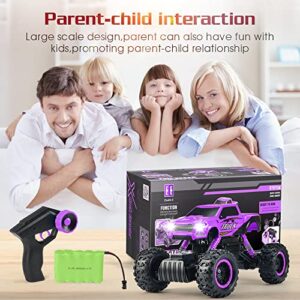 DOUBLE E Remote Control Car for Girls 1/12 Scale Monster Trucks Dual Motors Off Road RC Trucks, Girls Toys Gifts for Girls Daughter Kids, Birthday Gift Ideas, Purple