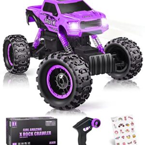 DOUBLE E Remote Control Car for Girls 1/12 Scale Monster Trucks Dual Motors Off Road RC Trucks, Girls Toys Gifts for Girls Daughter Kids, Birthday Gift Ideas, Purple