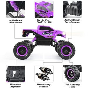 DOUBLE E Remote Control Car for Girls 1/12 Scale Monster Trucks Dual Motors Off Road RC Trucks, Girls Toys Gifts for Girls Daughter Kids, Birthday Gift Ideas, Purple