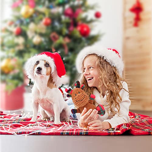 Rypet Pet Christmas Toy Dog Stuffed Squeaky Toys Puppy Durable Plush Toy Reindeer Dog Toy for Medium Small Dogs