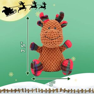 Rypet Pet Christmas Toy Dog Stuffed Squeaky Toys Puppy Durable Plush Toy Reindeer Dog Toy for Medium Small Dogs