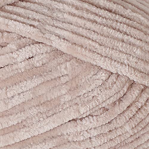 2 Skein La Mia Mellow Velvet Chenille Yarn for Knitting and Crocheting Baby Clothes, Blankets and Accessories, 100% Polyester, 100 gr (3.5 oz) / 115 m (125 Yards), Super Bulky, Beige - 943