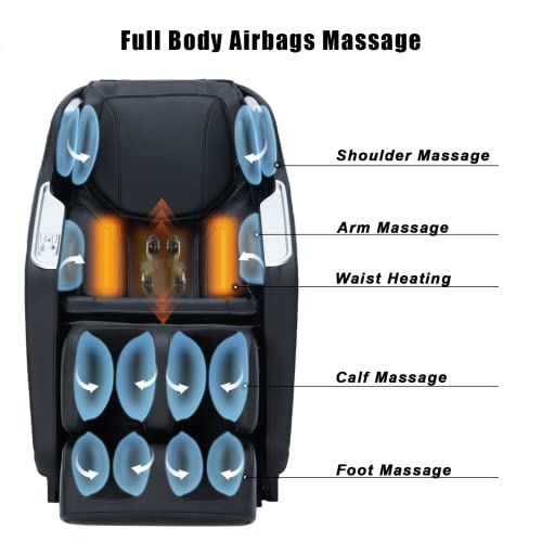 SGorri Massage Chair Full Body with Zero Gravity, SL Track Massage Chair, Airbags, Heating, and Foot Massage,Black