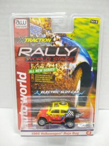 auto world sc380-4b rally world stage 1965 baja bug ho scale electric slot car - yellow