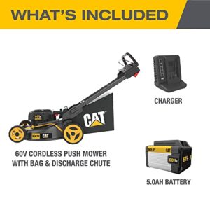 Cat DG670 60V 21” Cordless Lawn Mower 3-In-1 Cutting Modes, Brushless Battery Lawn Mower with TorqLogic, Easy-Adapt Walk-Behind Push Lawn Mower – Battery & Charger Included