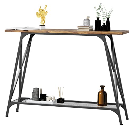 Wolawu Console Sofa Table 41.7 in Entryway Table Industrial Modern Narrow Sofa Tables with Shelves 2-Tier Storage, Entrance Tall High Table for Hallway, Entryway,Bedroom & Living Room Furniture