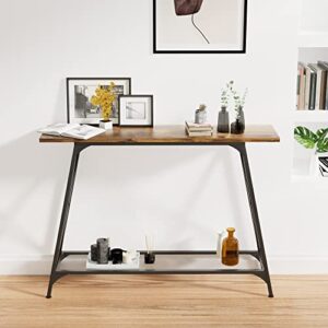 Wolawu Console Sofa Table 41.7 in Entryway Table Industrial Modern Narrow Sofa Tables with Shelves 2-Tier Storage, Entrance Tall High Table for Hallway, Entryway,Bedroom & Living Room Furniture