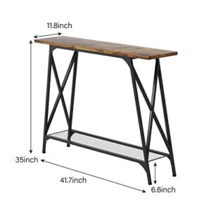 Wolawu Console Sofa Table 41.7 in Entryway Table Industrial Modern Narrow Sofa Tables with Shelves 2-Tier Storage, Entrance Tall High Table for Hallway, Entryway,Bedroom & Living Room Furniture