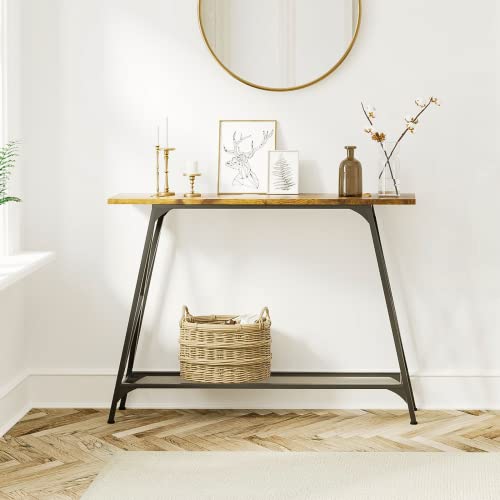 Wolawu Console Sofa Table 41.7 in Entryway Table Industrial Modern Narrow Sofa Tables with Shelves 2-Tier Storage, Entrance Tall High Table for Hallway, Entryway,Bedroom & Living Room Furniture