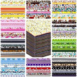 150 pcs 10 x 10 inches cotton fabric bundle precut fat squares fabric scraps cotton quilting fat flower animals cartoon fabric patchwork for diy craft sewing clothing