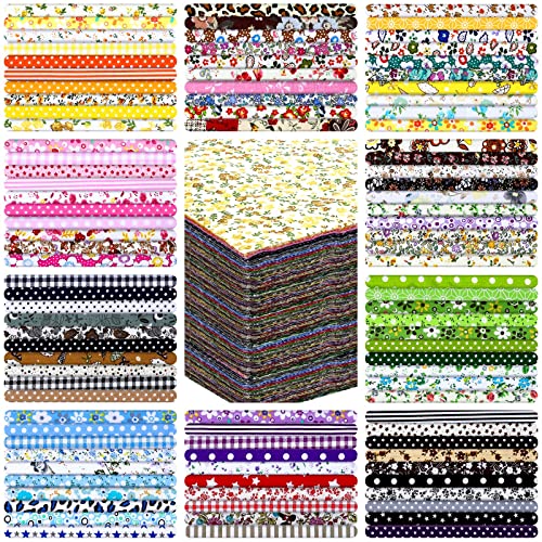 150 Pcs 10 x 10 Inches Cotton Fabric Bundle Precut Fat Squares Fabric Scraps Cotton Quilting Fat Flower Animals Cartoon Fabric Patchwork for DIY Craft Sewing Clothing