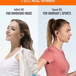 Audiovance 2 Sets Wireless Earbuds Bluetooth Headphones Ideal Gifts, Infinit 301 & Speed 301, 2 Sets Wireless Ear Buds for iPhone & Android (SPIF 301)