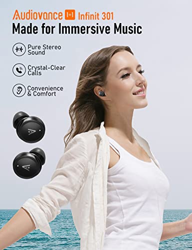 Audiovance 2 Sets Wireless Earbuds Bluetooth Headphones Ideal Gifts, Infinit 301 & Speed 301, 2 Sets Wireless Ear Buds for iPhone & Android (SPIF 301)