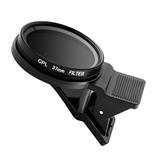 37mm Cell Phone Lens CPL Filter Kit, Portable Polarizer Clip- On Cellphone CPL Filter, Lens Clip Compatible with Phone 13 12 11 8 7 X XS and Other Smartphones