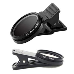 37mm Cell Phone Lens CPL Filter Kit, Portable Polarizer Clip- On Cellphone CPL Filter, Lens Clip Compatible with Phone 13 12 11 8 7 X XS and Other Smartphones