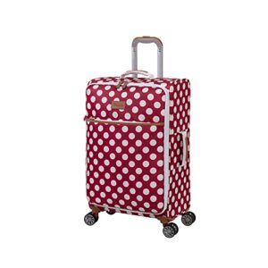 it luggage summer spots 26" softside checked 8 wheel lightweight, red