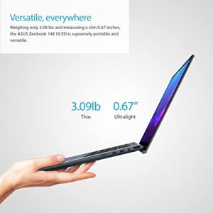 ASUS ZenBook 14X OLED Laptop, 14” 2.8K 16:10 Touch Display, Intel Core i7-1260P CPU, NVIDIA GeForce RTX 2050, 16GB RAM, 1TB SSD, Windows 11 Home, Pine Grey, UX5400ZF-PB76T