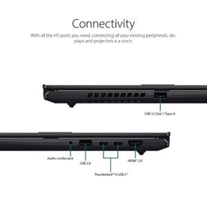 ASUS VivoBook S 15 OLED Slim Laptop, 15.6” FHD OLED Display, Intel Evo Platform, Intel Core i7-12700H CPU, 16GB RAM, 1TB SSD, Windows 11 Home, Indie Black, K3502ZA-ES76