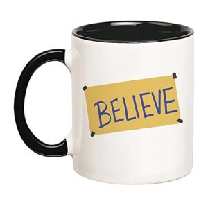 fonhark - believe mug, believe in yourself, ted lasso mug, 11 oz novelty coffee mug/cup