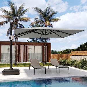 EAST OAK Patio Umbrella, 9x11.5ft Rectangular Outdoor Umbrella, Large Offset Cantilever Umbrella with 360° Rotation, Heavy Duty Windproof and UV Resistant Sun Umbrella for Proch, Garden, Mountain Grey