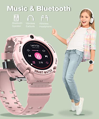 PTHTECHUS Kids Smart Watch with SIM Card, 4G GPS Tracker Watch for Kids, Combines Phone Video Voice and Wi-Fi Call, Wrist Watch Suitable for 8-16 Boys Girls Birthday Gifts