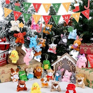 HyDren 120 Pcs Mini Animal Plush Toys Party Favors Small Stuffed Animals Bulk Cute Jungle Sea Animal Toy Keychain Decoration Birthday Party, Christmas, Classroom Prize, Teacher Student Award, Gift