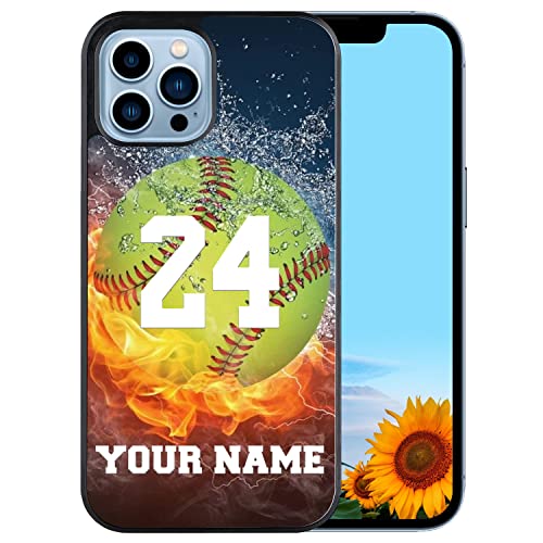 Personalized Name Number Custom Baseball Softball Water Fire Phone case for Samsung Galaxy A53 5G/A03S/A02S/A10E/A12/A13/A32/A33/A42/A51/A52/A71