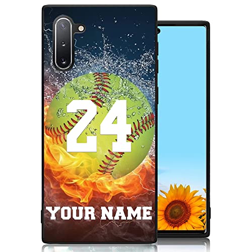 Personalized Name Number Custom Baseball Softball Water Fire Phone case for Samsung Galaxy A53 5G/A03S/A02S/A10E/A12/A13/A32/A33/A42/A51/A52/A71