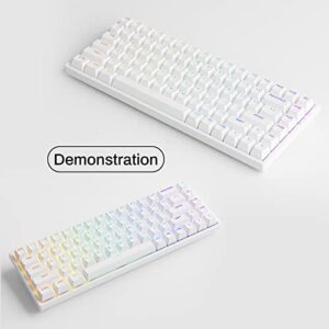 Akko Keycaps Top Printed Shine-Through with ASA Profile, White Keycaps PBT Double-Shot Keycaps for Mechanical Keyboards