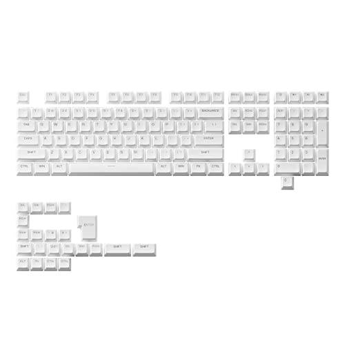 Akko Keycaps Top Printed Shine-Through with ASA Profile, White Keycaps PBT Double-Shot Keycaps for Mechanical Keyboards