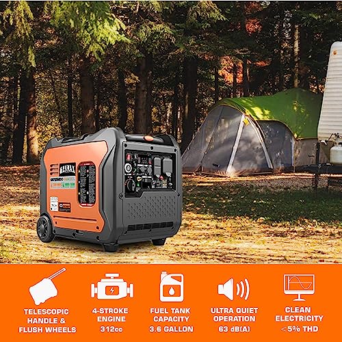 GENMAX Portable Inverter Generator, 7250W Super Quiet Dual Fuel Portable Engine with Parallel Capability, Remote/Electric Start, Ideal for Home backup power.EPA &CARB Compliant (GM7250iEDC)