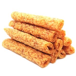 chewruffic chicken dog chew sticks, puffed human grade dog treat sticks, rawhide alternative, easy to digest 10pcs/pack