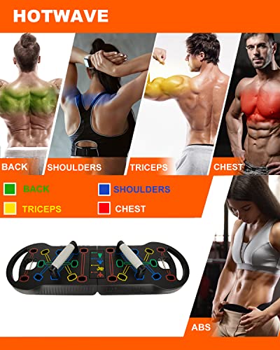 HOTWAVE Portable Exercise Equipment with 16 Gym Accessories.20 in 1 Push Up Board Fitness,Resistance Bands with Ab Roller Wheel,Full Body Workout at Home,Patent Pending