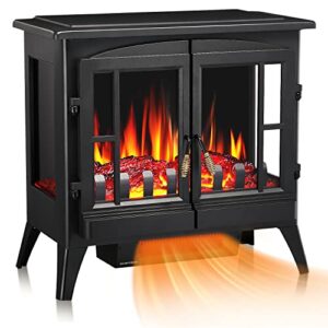 havato electric fireplace stove, freestanding fireplace heater with realistic flame, overheating safety protection, indoor space heater(24 inch, black)