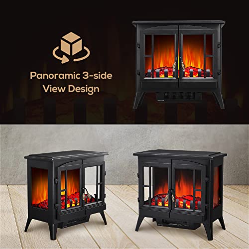 Havato Electric Fireplace Stove, Freestanding Fireplace Heater with Realistic Flame, Overheating Safety Protection, Indoor Space Heater(24 Inch, Black)