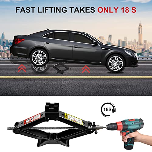 GTYORUS Scissor Lift Jack for Car - Max 2.5 Ton (5511 lbs) Capacity Car Jack- Lifting Jack Car Kit with Wrench for Auto/SUV/MPV