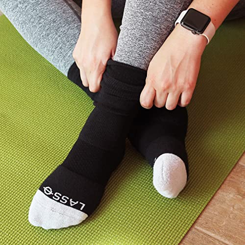 Lasso Performance Compression Athletic Socks — Increase Circulation While Running, Cycling, & Exercising - Black (Crew) - Small