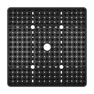 reetual xl shower mat non slip - 27x27 bath mat for shower stall or large bathtub mat with 240 powerful suction cups and drain holes. black shower mats for bathroom, anti slip for elderly and kids