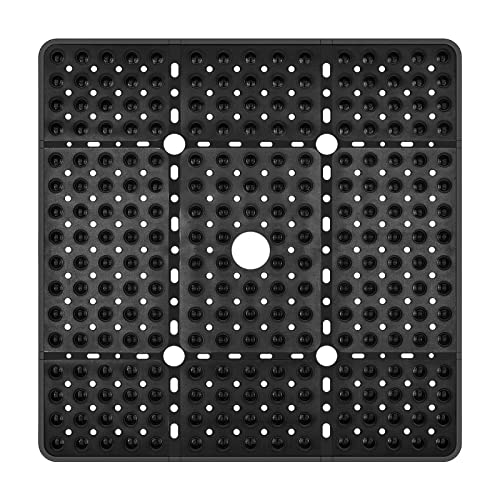 Reetual XL Shower Mat Non Slip - 27x27 Bath Mat for Shower Stall or Large Bathtub Mat with 240 Powerful Suction Cups and Drain Holes. Black Shower Mats for Bathroom, Anti Slip for Elderly and Kids